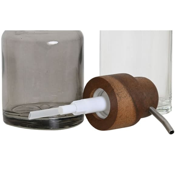 Badkit Home ESPRIT Grå Transparent Aluminium Glas Akaciaträ 10 x 7 x 16 cm