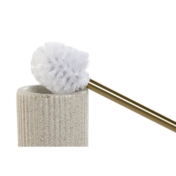 Toalettborste Home ESPRIT Beige Gyllene Stengods 10,5 x 10,5 x 37,5 cm