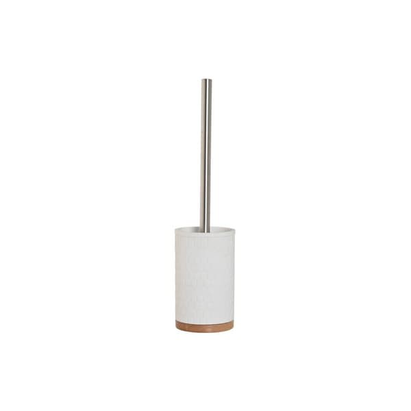 Toalettborste Home ESPRIT Vit Silvrig Naturell Harts Bambu 9 x 9 x 37 cm