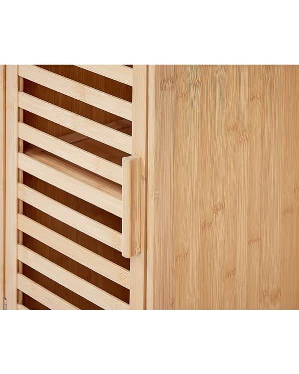 Baderomshyller i Lyst Tre Bambus med Dør Minimalistisk Stil Design