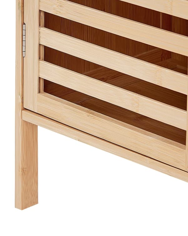 Baderomshyller i Lyst Tre Bambus med Dør Minimalistisk Stil Design