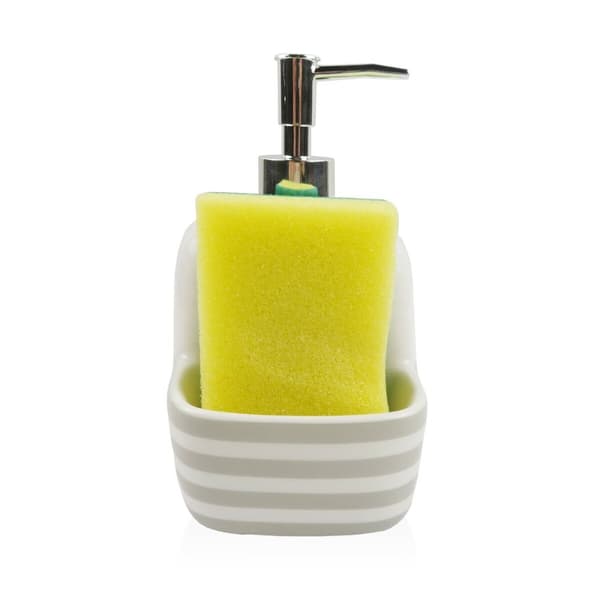 Tvåldispenser Versa Grå Keramik Ränder 9,4 x 17,8 x 10,5 cm