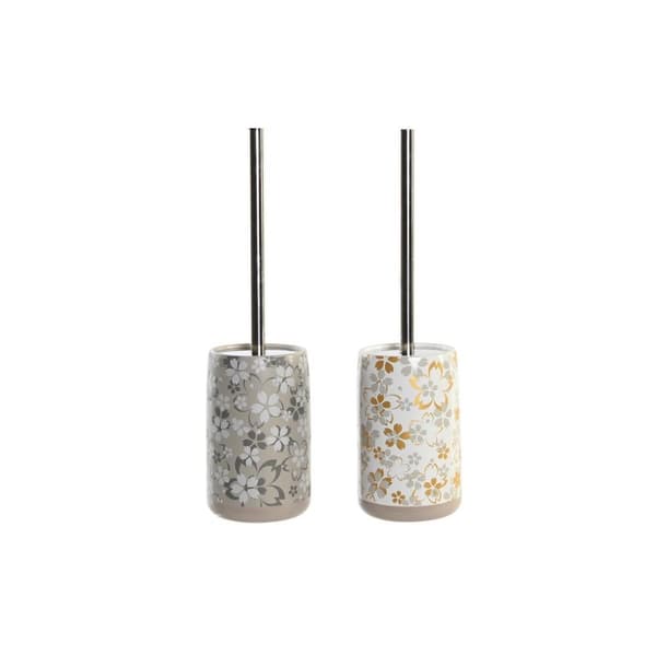 Toalettborste DKD Home Decor Grå Beige Aluminium Dolomite 10 x 10 x 36 cm (2 antal)