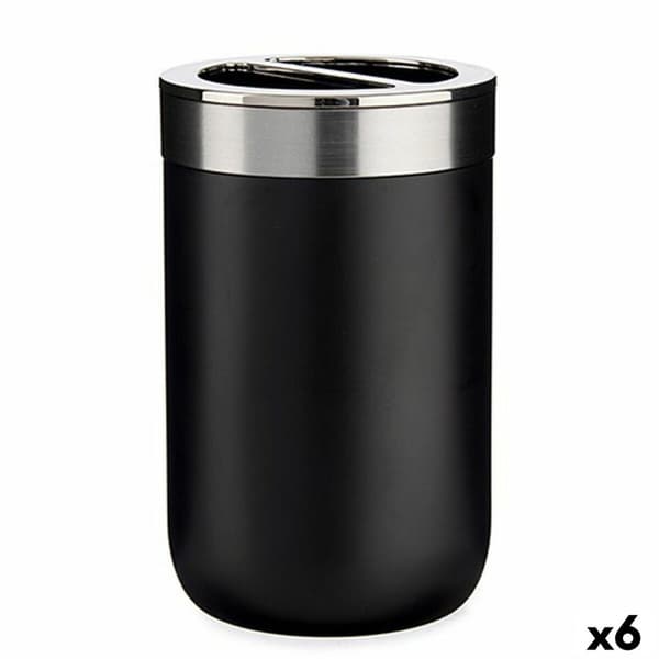 Tandborsthållare Berilo BP15-002-1 Svart Silvrig Plast 7,7 x 11,2 x 7,7 cm (6 antal)