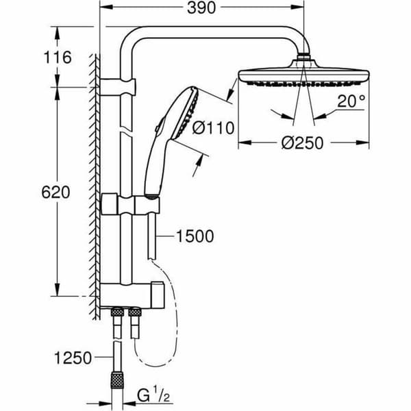 Duschpelare Grohe Vitalio Start System 250 Plast