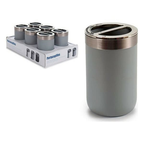 Tandbørsteholder Rustfrit stål Sølvfarvet Plastik 7,7 x 11,2 x 7,7 cm - Grå