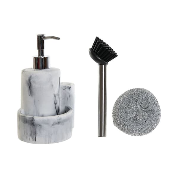 2-i-1 sæbedispenser til håndvasken DKD Home Decor Harpiks Rustfrit stål 12,6 x 11,4 x 18,6 cm