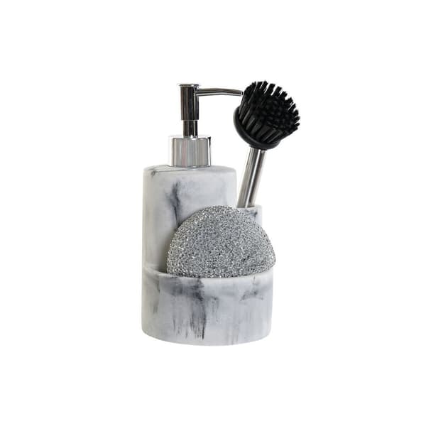 2-i-1 sæbedispenser til håndvasken DKD Home Decor Harpiks Rustfrit stål 12,6 x 11,4 x 18,6 cm