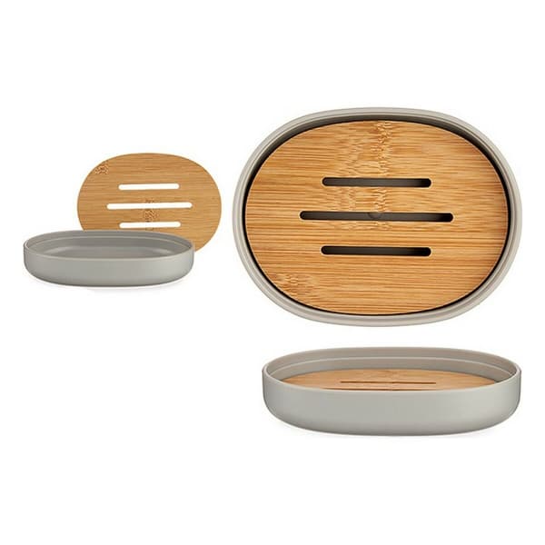 Sæbeskål Berilo BP16-104G Brun Grå Bambus polypropylen 9,5 x 2,5 x 13 cm (6 enheder)