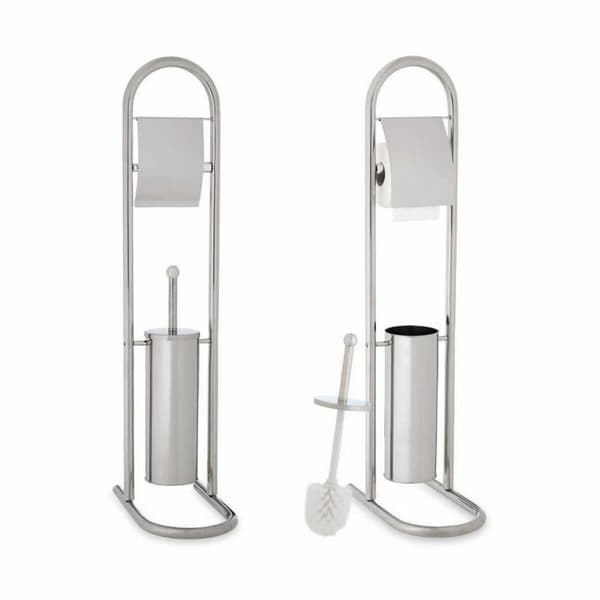 Toiletpapirholder med toiletbørsteholder Berilo B0812 Sølvfarvet 17,5 x 29 x 80 cm (4 enheder)