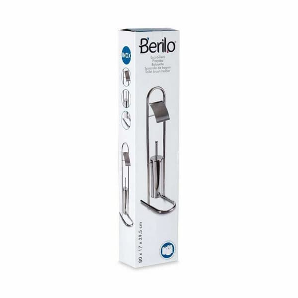 Toiletpapirholder med toiletbørsteholder Berilo B0812 Sølvfarvet 17,5 x 29 x 80 cm (4 enheder)