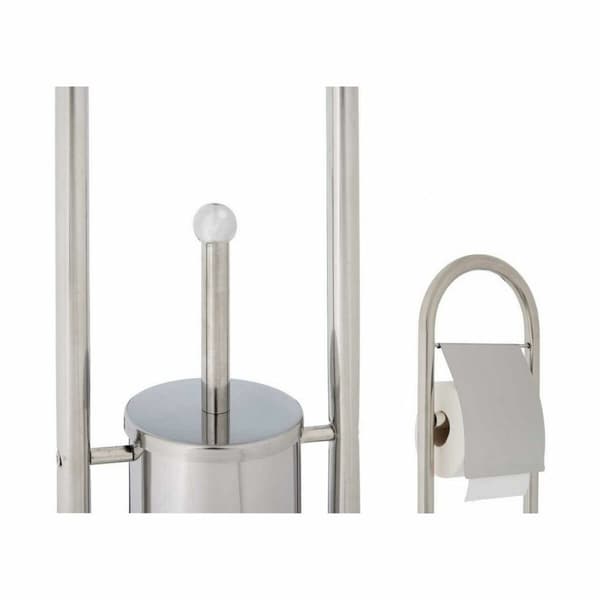 Toiletpapirholder med toiletbørsteholder Berilo B0812 Sølvfarvet 17,5 x 29 x 80 cm (4 enheder)