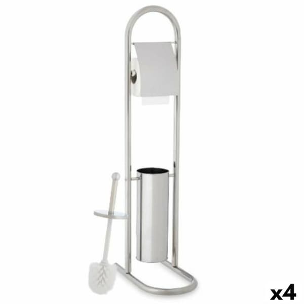 Toiletpapirholder med toiletbørsteholder Berilo B0812 Sølvfarvet 17,5 x 29 x 80 cm (4 enheder)