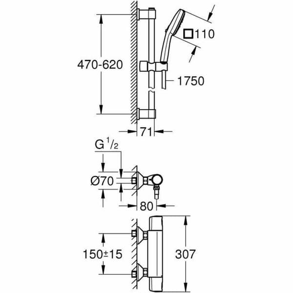 Søjler til brusebade Grohe Precision Trend