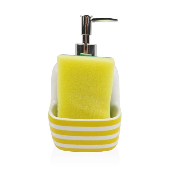 Sæbedispenser Versa Gul Keramik Striber 9,4 x 17,8 x 10,5 cm