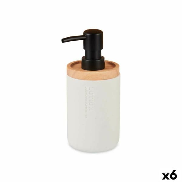 Sæbedispenser Berilo 91037 Hvid Træ Harpiks Plastik 9,5 x 18,5 x 7,8 cm (6 enheder)