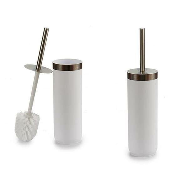 Toiletbørste Berilo BP15-005R-2 Hvid Sølvfarvet Plastik 9,5 x 38,5 x 9,5 cm (6 enheder)