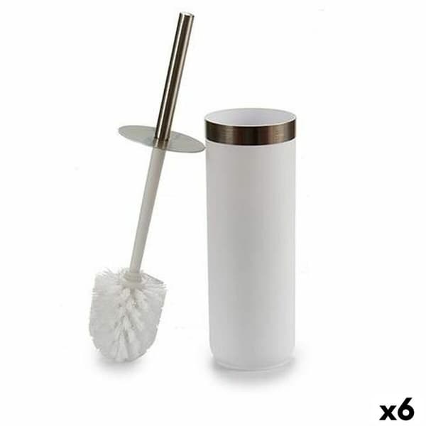 Toiletbørste Berilo BP15-005R-2 Hvid Sølvfarvet Plastik 9,5 x 38,5 x 9,5 cm (6 enheder)