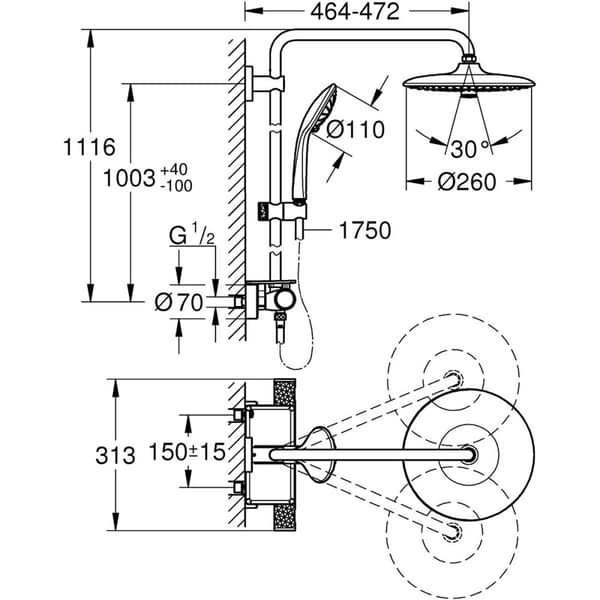 Søjler til brusebade Grohe VITALIO SYSTEM 260