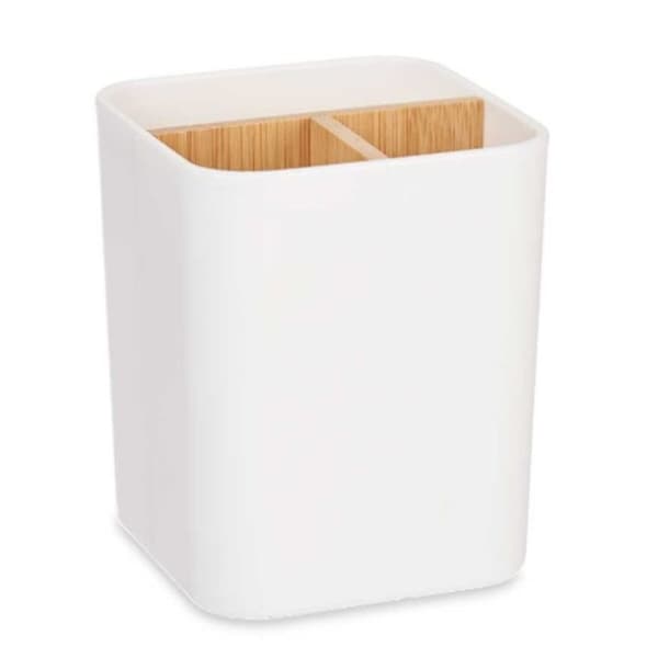 Tandbørsteholder Berilo B9041-WHITE Hvid Bambus polypropylen 9 x 11 x 9 cm (6 enheder)