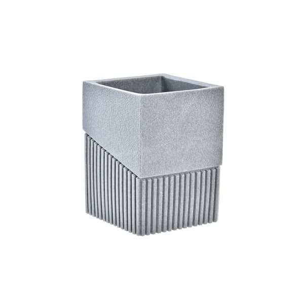 Tannbørste-holder DKD Home Decor Grå Harpiks 7,6 x 7,6 x 10 cm