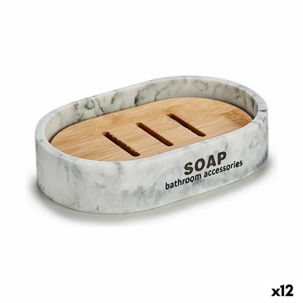 Saippuakuppi Berilo CN-B5598M-2 Ruskea Hartsi Marmori 8 x 2,5 x 12,5 cm 12,5 x 2,5 x 8,5 cm (12 osaa)