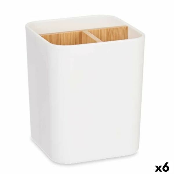 Hammasharjateline Berilo B9041-WHITE Valkoinen Bambu polypropeeni 9 x 11 x 9 cm (6 osaa)