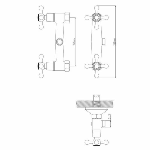 Bimando-hana Rousseau Beverley Harmaa Metalli Messinki 15 cm Suihku
