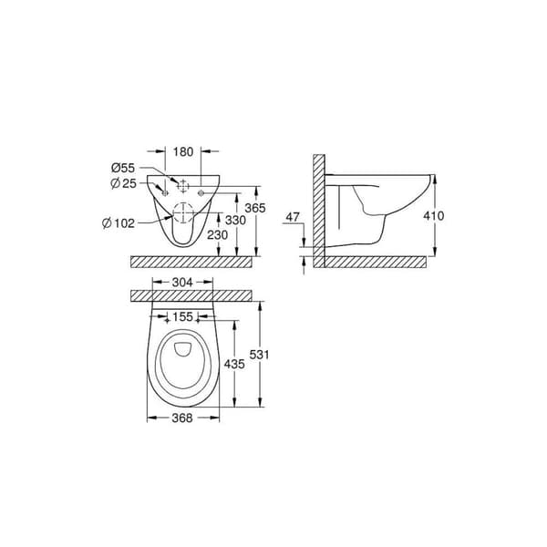 Toalett Grohe   Suspendert Hvit