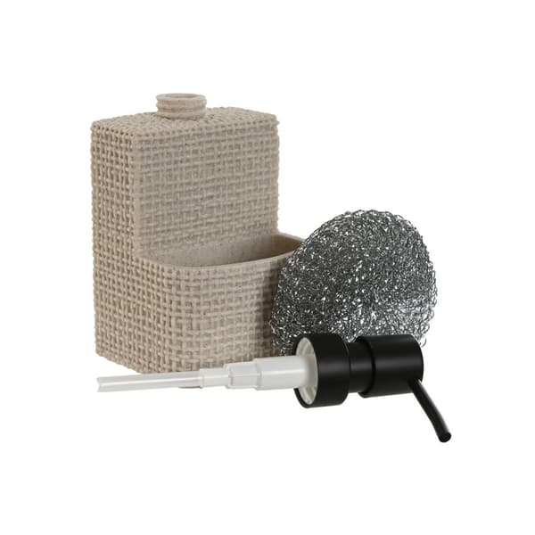 Sæbedispenser Home ESPRIT Sort Beige Lysegrå Harpiks Marmor 9 x 8 x 18 cm (2 enheder)