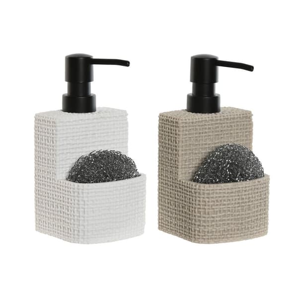 Sæbedispenser Home ESPRIT Sort Beige Lysegrå Harpiks Marmor 9 x 8 x 18 cm (2 enheder)