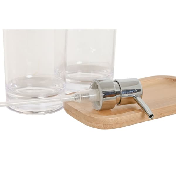 Conjunto de Banho Home ESPRIT Gennemsigtig Natur Bambus Aluminium polystyren 16 x 9 x 18 cm