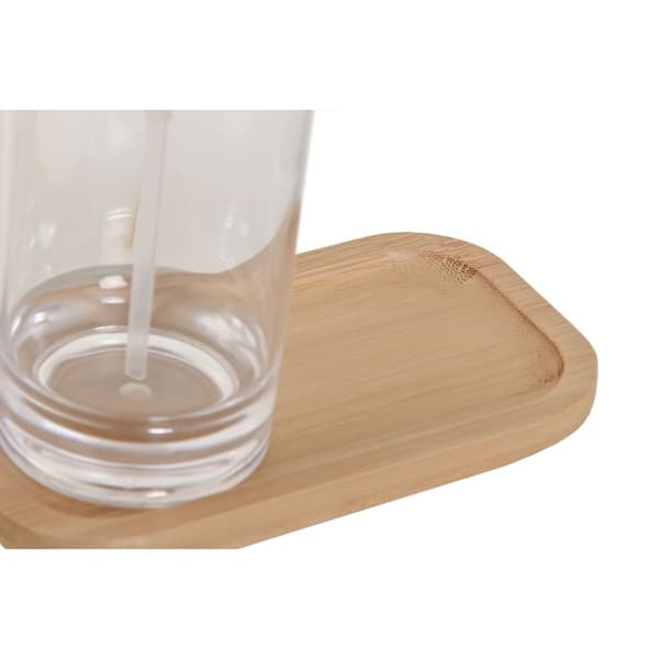 Conjunto de Banho Home ESPRIT Gennemsigtig Natur Bambus Aluminium polystyren 16 x 9 x 18 cm