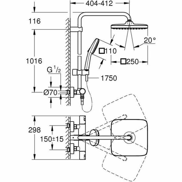 Suihkukolumni Grohe Vitalio Comfort
