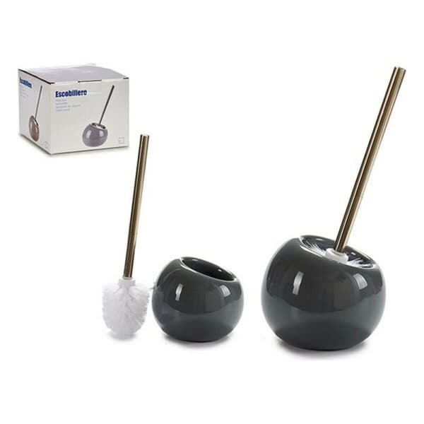 Toiletbørste Keramik Sølvfarvet Rustfrit stål 15 x 33,5 x 15 cm - Sort