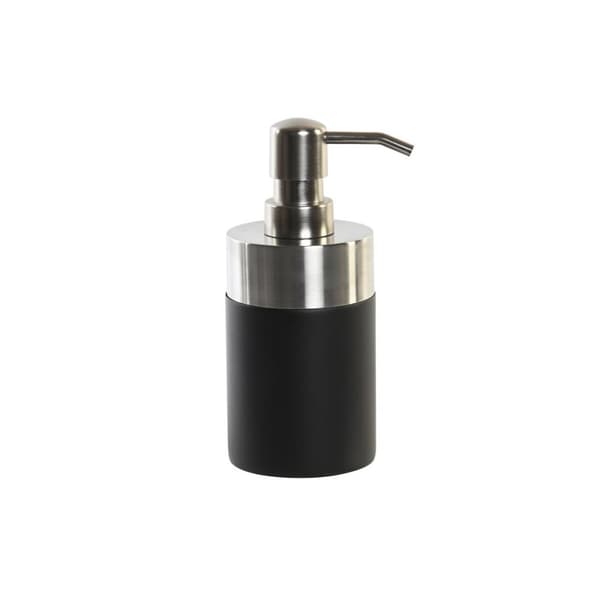 Sæbedispenser DKD Home Decor Sølvfarvet Sort Rustfrit stål Harpiks 7 x 7 x 17 cm