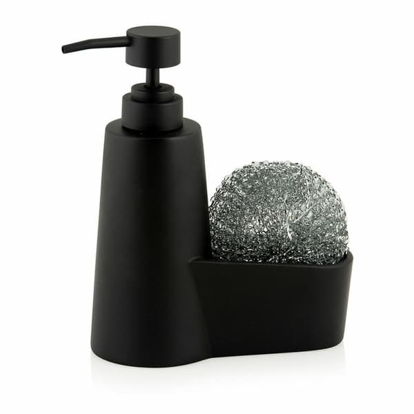 2-i-1 sæbedispenser til håndvasken Andrea House CC70059 Plastik Polyesterharpisk 14,5 x 7 x 18,5 cm Svamp Mat bagpå