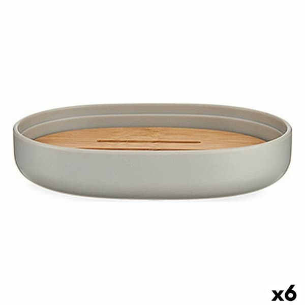 Saippuakuppi Berilo BP16-104G Ruskea Harmaa Bambu polypropeeni 9,5 x 2,5 x 13 cm (6 osaa)