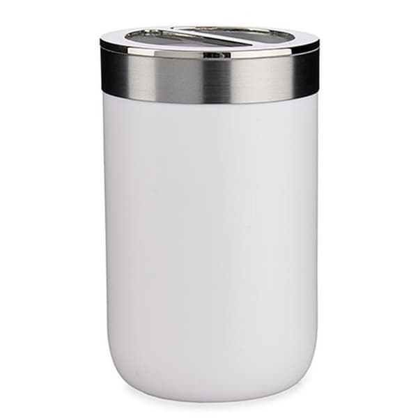Tandbørsteholder Berilo BP15-002-2 Hvid Sølvfarvet Plastik 7,7 x 11,2 x 7,7 cm (6 enheder)