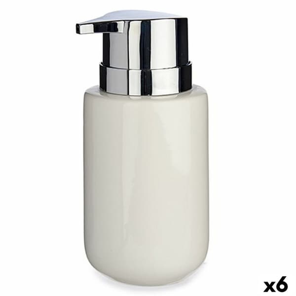 Sæbedispenser Berilo J1017-A-BLANCO Hvid Sølvfarvet Metal Keramik 300 ml 7 x 14,5 x 8,5 cm (6 enheder)