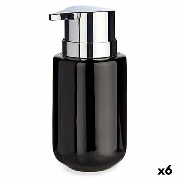 Sæbedispenser Berilo J1017-A-NEGRO Sort Sølvfarvet Metal Keramik 350 ml 7 x 14,5 x 8,5 cm (6 enheder)