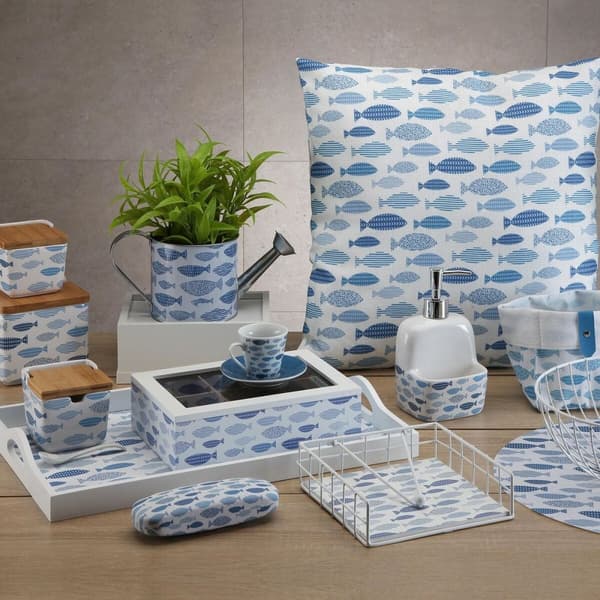 Kurvesæt Versa Aqua Tekstil 14 x 14 x 14 cm