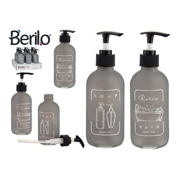 Tvåldispenser Berilo Svart Grå Glas polypropen 250 ml