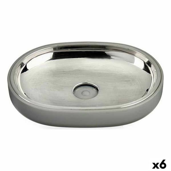 Tvålfat Berilo BP15-004-3 Grå Silvrig Rostfritt stål Plast 9,5 x 2,5 x 13 cm (6 antal)