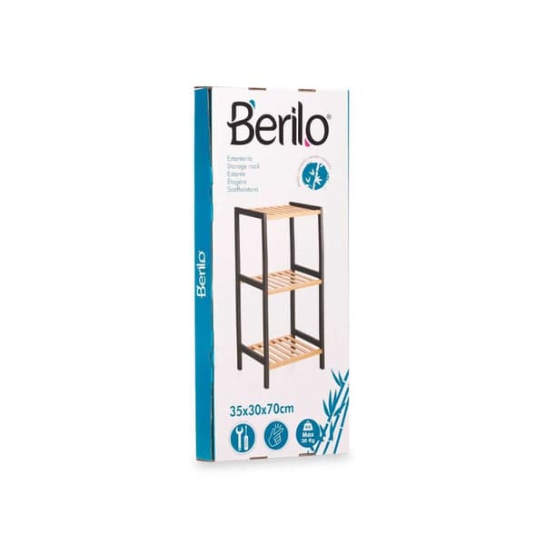 Badrumshyllor Berilo WR5503-3-464 Svart Naturell 35 x 30 x 70 cm