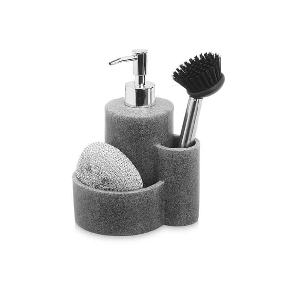 Rengørings- og Opbevaringssæt Kinvara B5614B Grå Plastik Polyesterharpisk 14 x 18,5 x 12 cm Køkken (12 enheder)