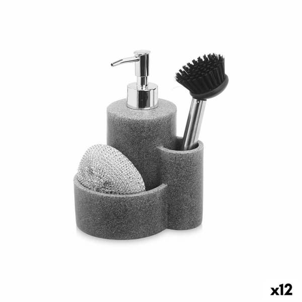 Rengørings- og Opbevaringssæt Kinvara B5614B Grå Plastik Polyesterharpisk 14 x 18,5 x 12 cm Køkken (12 enheder)