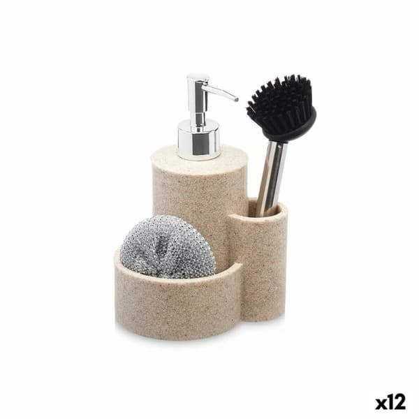2-i-1 sæbedispenser til håndvasken Kinvara 92295 Plastik Polyesterharpisk 14 x 18,5 x 12 cm Køkken (12 enheder)