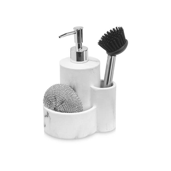 2-i-1 sæbedispenser til håndvasken Kinvara B5614 Plastik Polyesterharpisk 14 x 18,5 x 12 cm Køkken (12 enheder)