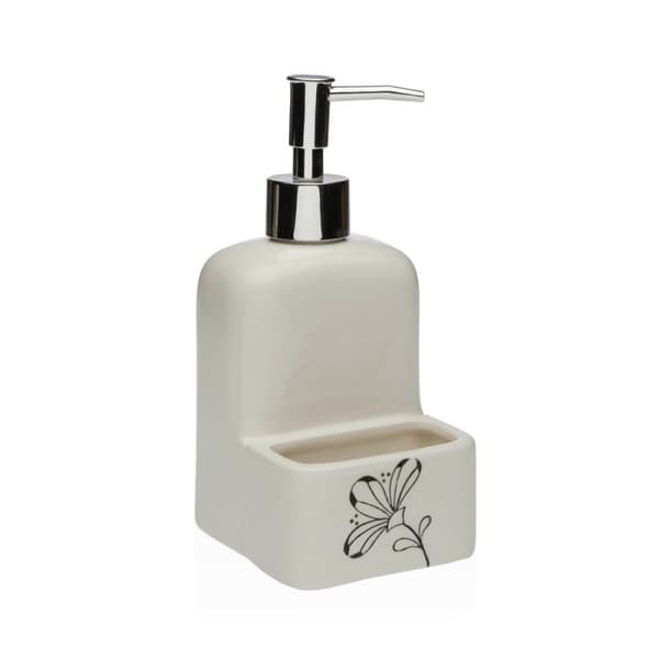 Sæbedispenser Versa Keramik ABS Dolomite Cvetlice 9 x 18,5 x 8 cm